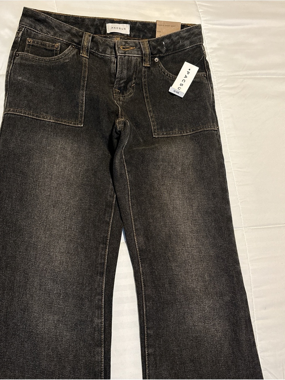PacSun Men's Washed Black Straight Jeans